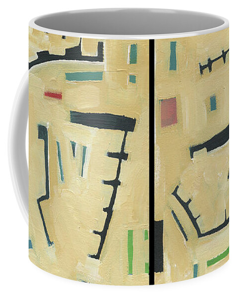 Hieroglyphics Coffee Mug featuring the painting Hierographis Diptych 10/12 by Tim Nyberg