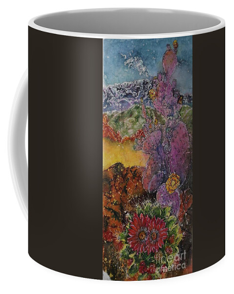 Watercolor Batik Coffee Mug featuring the mixed media High Desert Spring by Carol Losinski Naylor