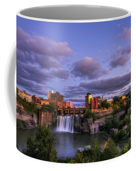 High Falls Rochester Coffee Mug featuring the photograph High Falls Dusk by Mark Papke