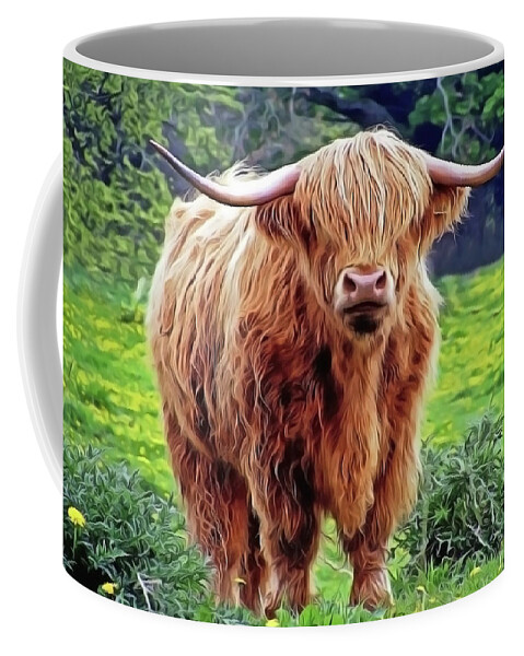 Highland Cow Coffee Mug featuring the painting Highland Cow by Harry Warrick