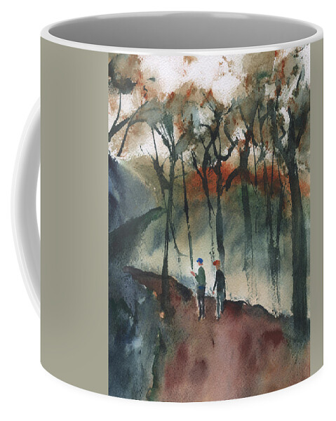 Hike Coffee Mug featuring the painting Hikers by Frank Bright