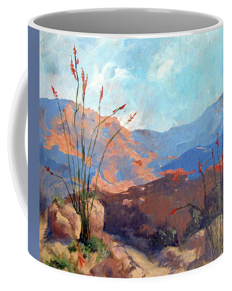 Framed Desert Scape Coffee Mug featuring the painting Hiking the Santa Rosa Mountains by Maria Hunt