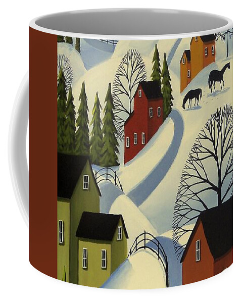 Winter Coffee Mug featuring the painting Hills Of Winter - snow landscape by Debbie Criswell