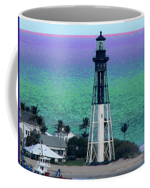 Lighthouse Coffee Mug featuring the photograph Hillsboro Lighthouse Purple Horizon by Corinne Carroll
