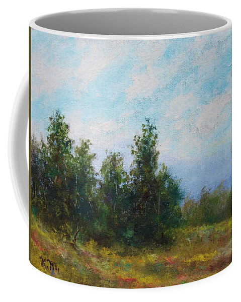 Tree Line Coffee Mug featuring the painting Hilltop Trees by Kathleen McDermott