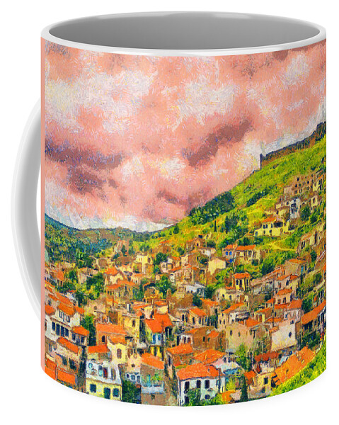 Rossidis Coffee Mug featuring the painting Hios Volissos by George Rossidis