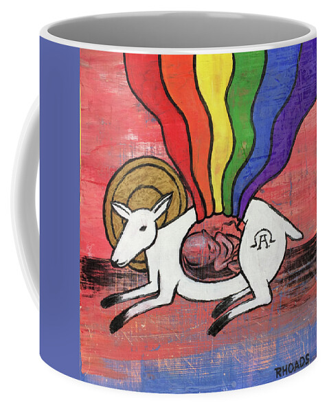Lamb Coffee Mug featuring the painting His Masterpiece by Nathan Rhoads