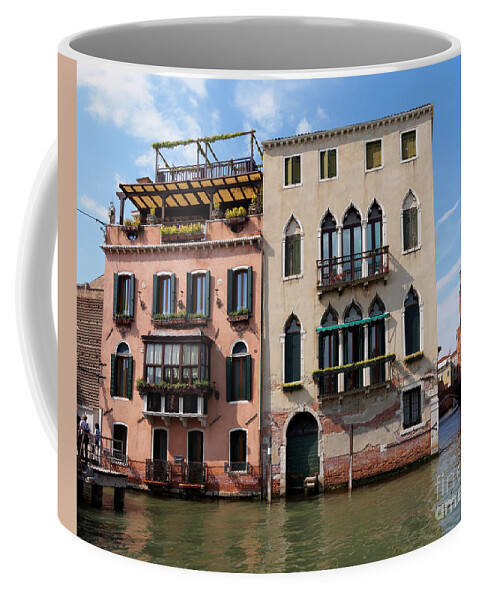 Historic Coffee Mug featuring the photograph Historic houses and canals in Venice Italy by Louise Heusinkveld