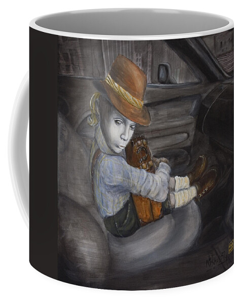 Boy Coffee Mug featuring the painting Hitchhiker by Nik Helbig