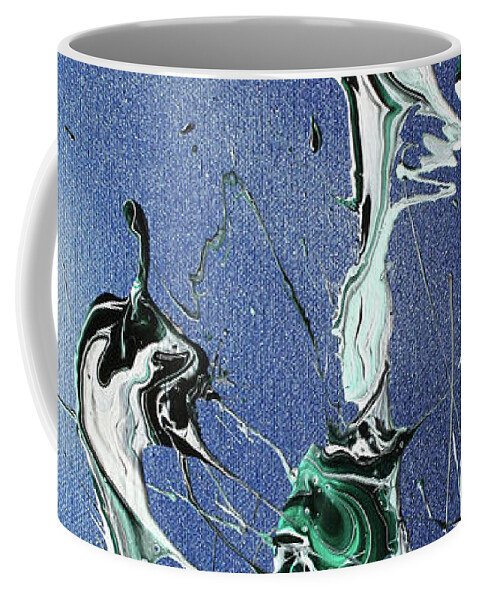 Moon Coffee Mug featuring the painting Hitching a Ride on an Unrelenting Spark by Ric Bascobert
