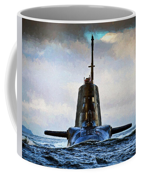 Astute Class Coffee Mug featuring the digital art HMS Ambush Submarine 3 by Roy Pedersen