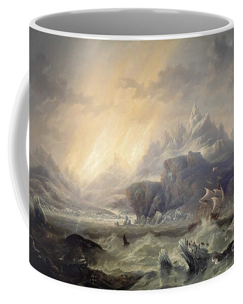 John Wilson Carmichael - Hms Erebus And Terror In The Antarctic 1847 Coffee Mug featuring the painting HMS Erebus and Terror in the Antarctic by MotionAge Designs