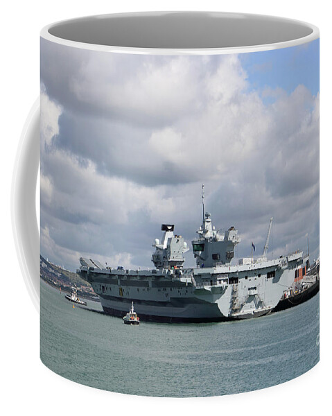 Hms Queen Elizabeth At Portmouth Harbour Coffee Mug featuring the photograph HMS Queen Elizabeth II by Julia Gavin
