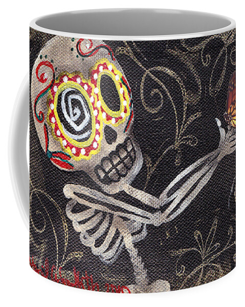 Day Of The Dead Coffee Mug featuring the painting Holding Life by Abril Andrade
