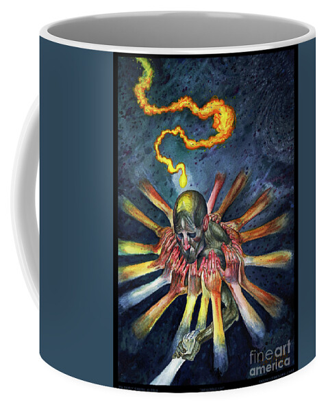 Tony Koehl; Sketch The Soul; Holding Up; 3rd Eye; Visionary; Hands; Help; Helping; Light; Blue; Helping Hands; Going Through Life; Love; Support Coffee Mug featuring the painting Holding Up by Tony Koehl