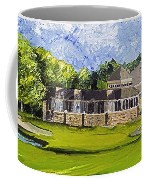 Golf Coffee Mug featuring the painting Hole 18 JCC by Scott Hoke