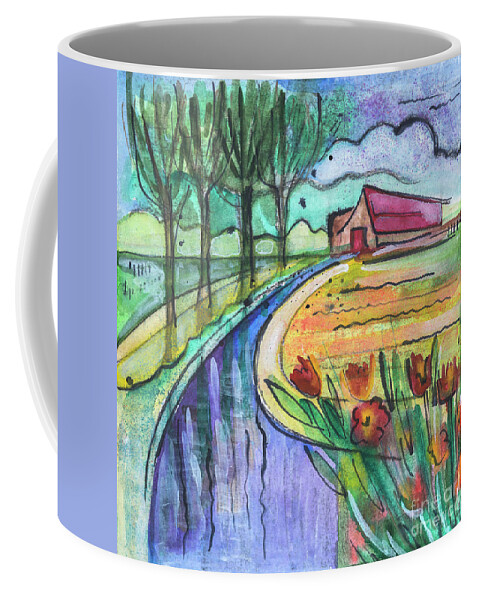 Nature Coffee Mug featuring the drawing Holland countryside by Ariadna De Raadt