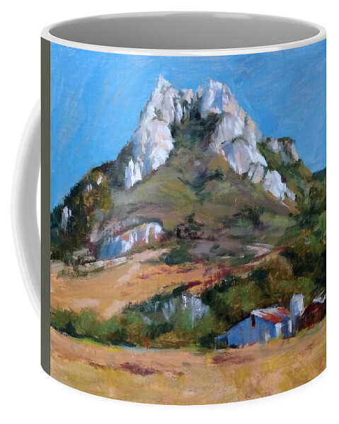 California Coffee Mug featuring the painting Hollister Peak by Peter Salwen