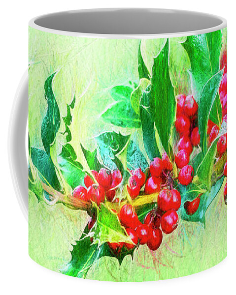 Holly Branch Coffee Mug featuring the photograph Holly Berries Photo Art by Sharon Talson