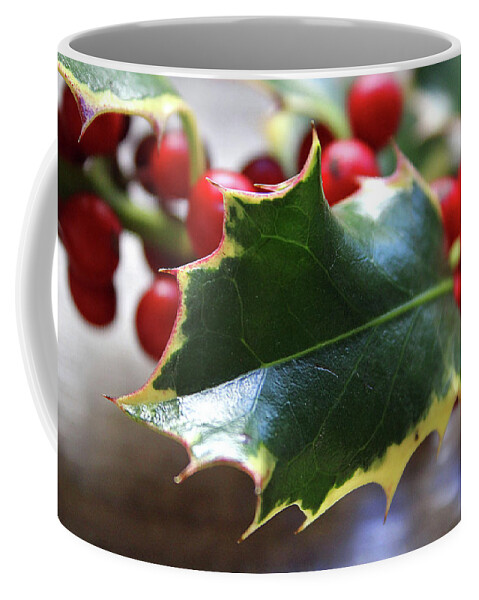 Holly Coffee Mug featuring the photograph Holly Berries- Photograph by Linda Woods by Linda Woods