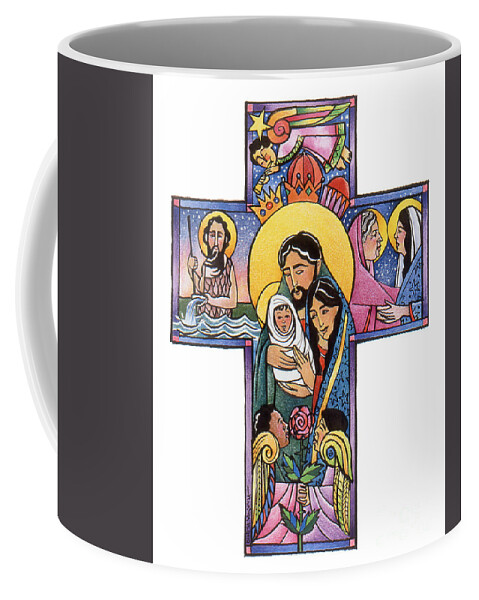 Holy Family Cross Coffee Mug featuring the painting Holy Family Cross - MMHFC by Br Mickey McGrath OSFS