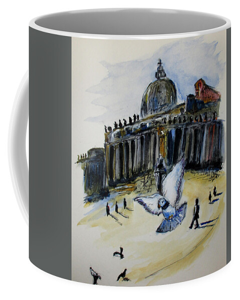 Water Color Coffee Mug featuring the painting Holy Pigeons by Clyde J Kell