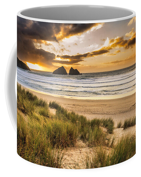 Coastline Coffee Mug featuring the photograph Holywell Bay Sunset - 4 by Chris Smith