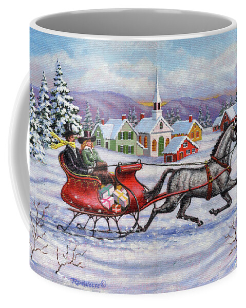 Cutter Coffee Mug featuring the painting Home For Christmas by Richard De Wolfe