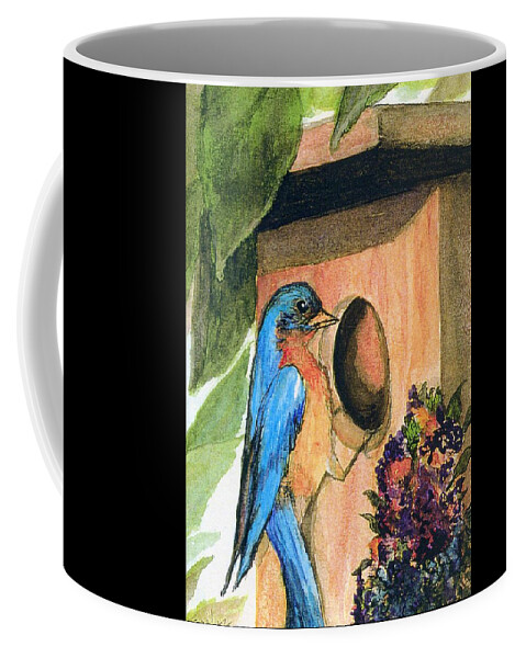 Bluebirds Coffee Mug featuring the painting Home Sweet Home by Gail Kirtz