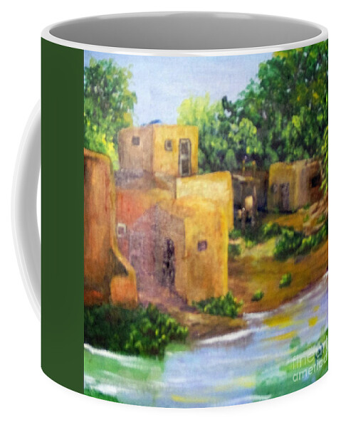 Pueblo Coffee Mug featuring the painting Hometown by Saundra Johnson