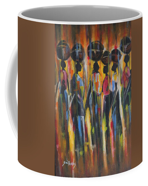 Homeward Coffee Mug featuring the painting Homeward Women by Olaoluwa Smith