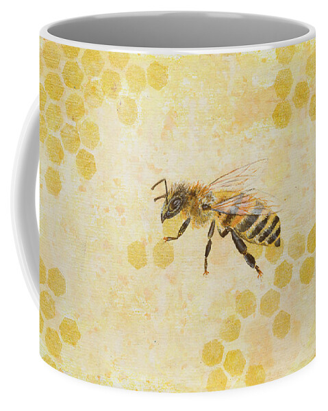 Bee Coffee Mug featuring the painting Honey bee by Stefanie Forck