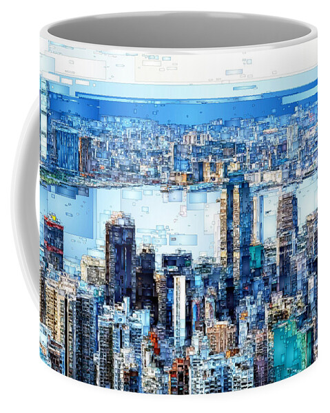 Rafael Salazar Coffee Mug featuring the digital art Hong Kong Skyline by Rafael Salazar