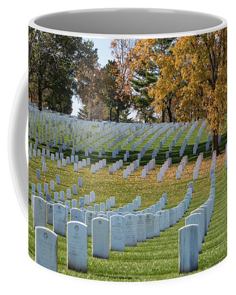Jefferson Barracks National Cemetery Coffee Mug featuring the photograph Honoring Americans by Holly Ross