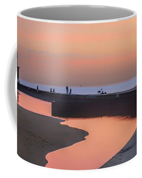 Dawn Coffee Mug featuring the photograph Hook Pier Lighthouse - Chicago by Nikolyn McDonald