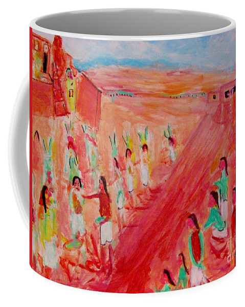 Hopi Indian Ritual Coffee Mug featuring the painting Hopi Indian Ritual by Stanley Morganstein