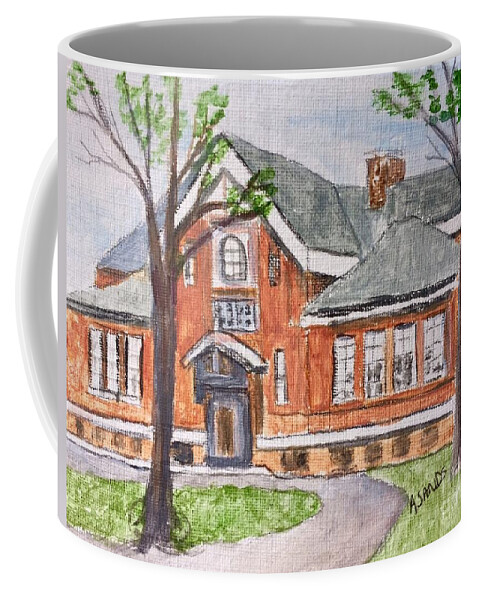 Horace Mann School Amesbury Coffee Mug featuring the painting Horace Mann school Amesbury ma by Anne Sands