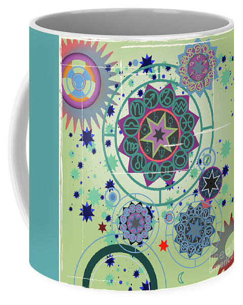 Stars Coffee Mug featuring the drawing Horoscope University by Ariadna De Raadt