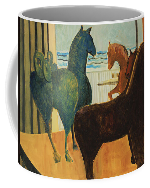 Still Life Coffee Mug featuring the painting Horse Collection by Thomas Tribby