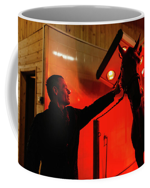 Horses Coffee Mug featuring the photograph Horse warming and drying by Konstantin Novikov