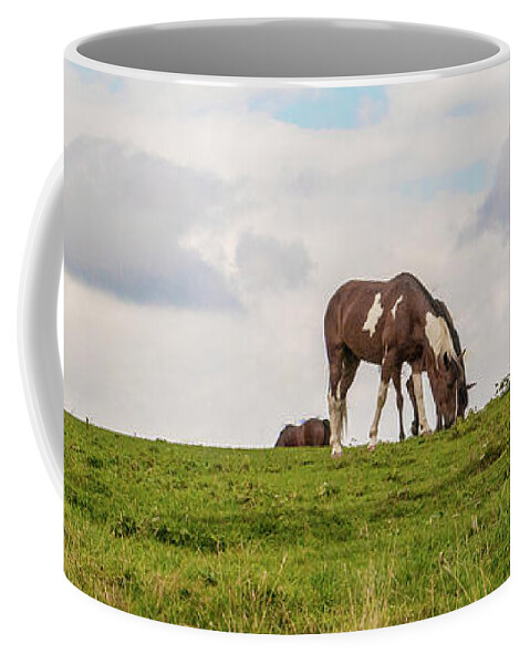 Horses Coffee Mug featuring the photograph Horses and Clouds by D K Wall