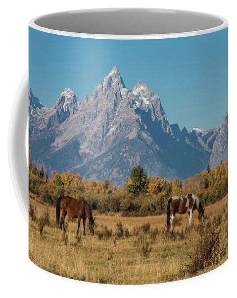 Horse Coffee Mug featuring the photograph Horses of the Tetons by Jody Partin
