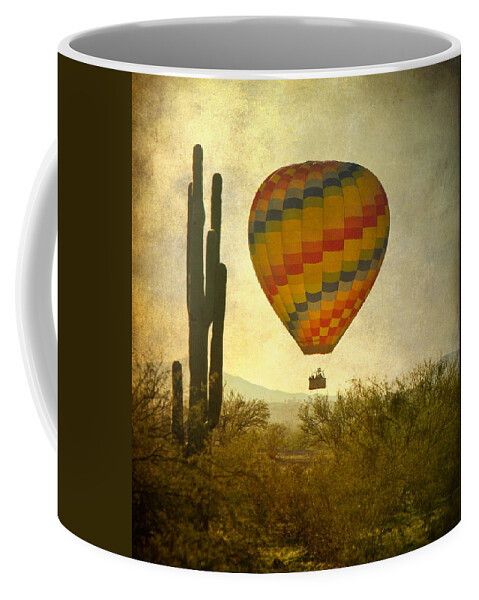 Arizona Coffee Mug featuring the photograph Hot Air Balloon Flight Over the Southwest Desert by James BO Insogna