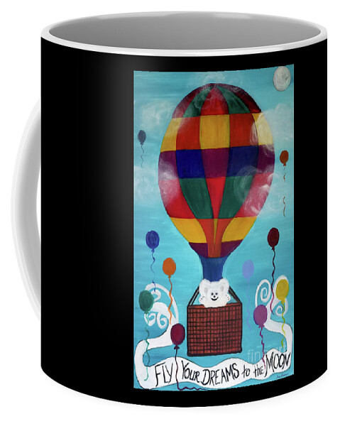 Hot Air Balloon Coffee Mug featuring the painting Hot Bear Balloon by Artist Linda Marie