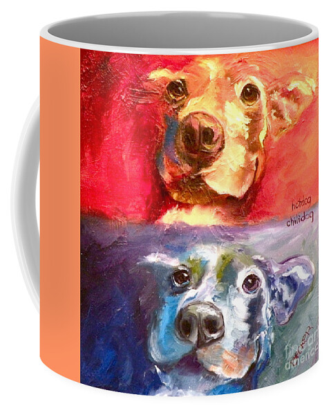 Dogs Coffee Mug featuring the painting Hot Dog Chilly Dog Study by Susan A Becker