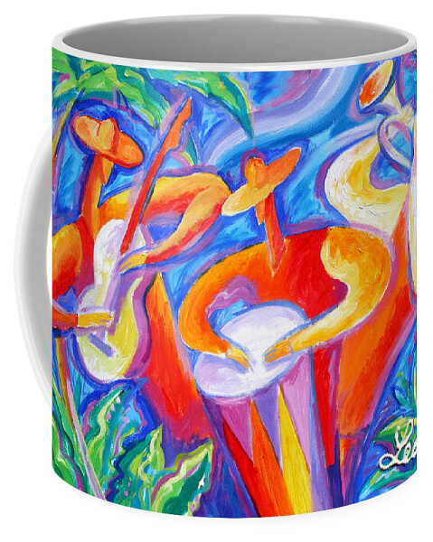 Jazz Paintings Coffee Mug featuring the painting Hot Latin Jazz by Leon Zernitsky