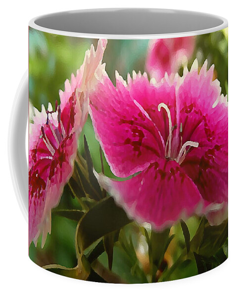 Flowers Coffee Mug featuring the mixed media Hot Pinks by Shelli Fitzpatrick