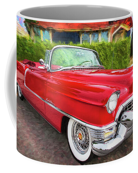 1955 Cadillac Coffee Mug featuring the photograph Hot Red 1955 Cadillac Convertible by Peggy Collins