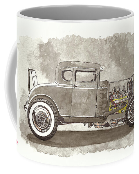 Ink Drawings Coffee Mug featuring the painting Hot Rod by Jonathan Baldock