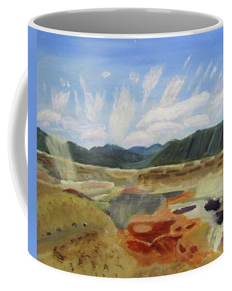 Yellowstone Coffee Mug featuring the painting Hot Springs by Linda Feinberg